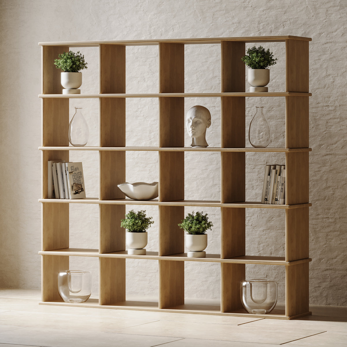 Cube Bookshelf in White Oak | Solid Wood Furniture | Omba