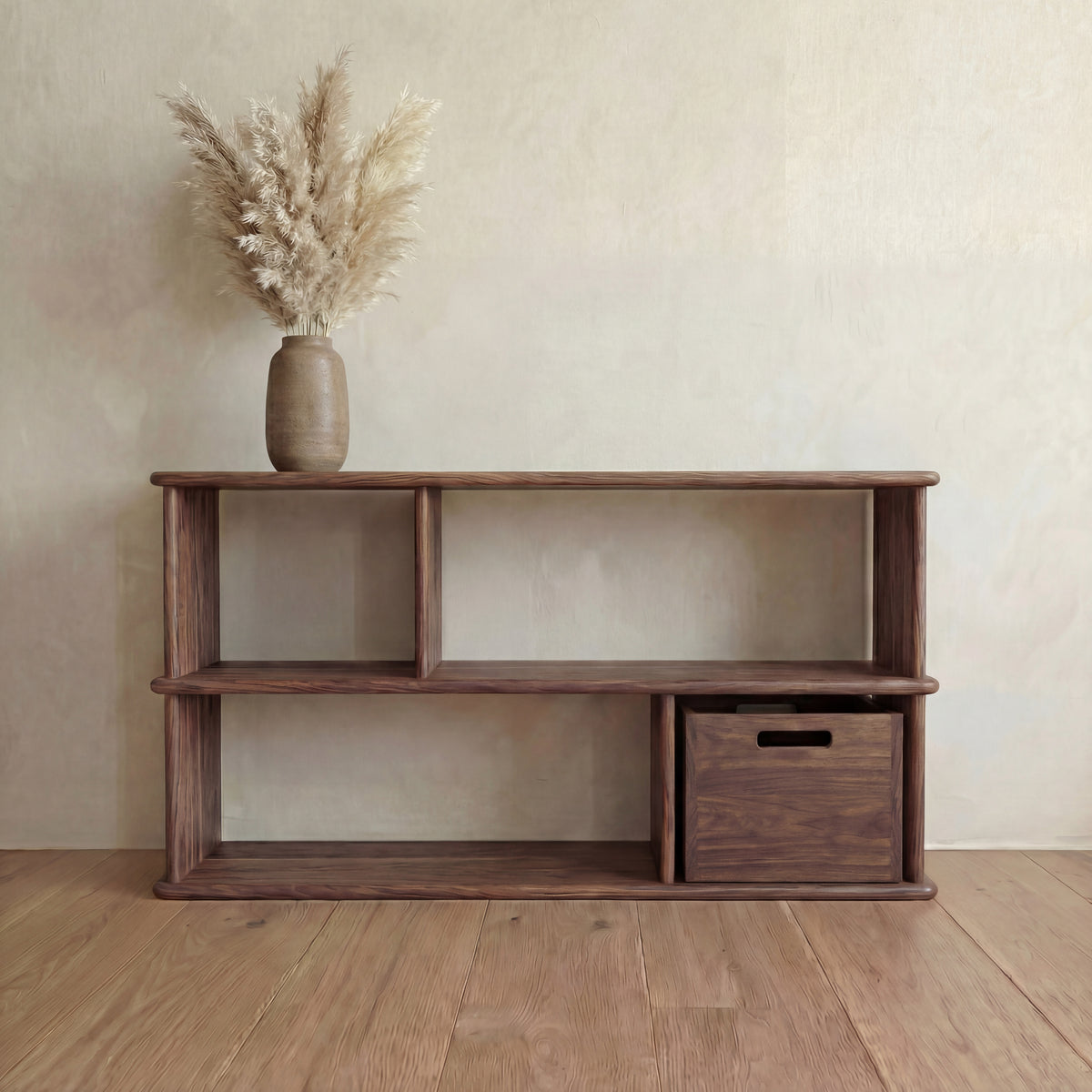 Horizontal Bookshelf in Walnut | Solid Wood & Minimalist | Omba