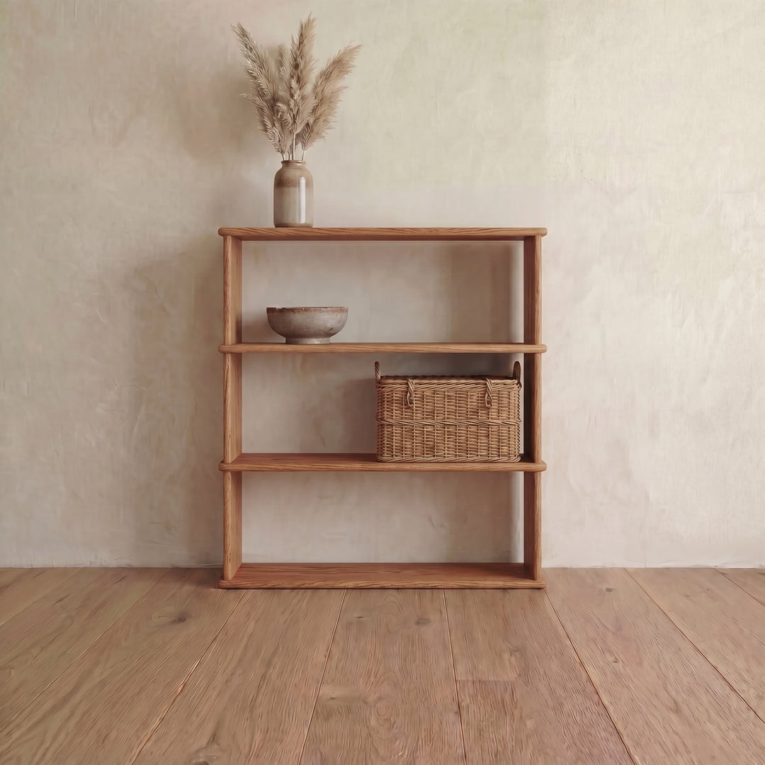 3 row bookcase in red oak