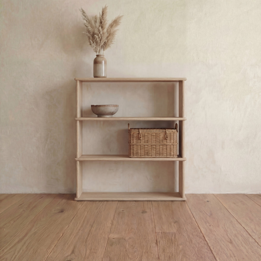 3 shelf white oak bookcase