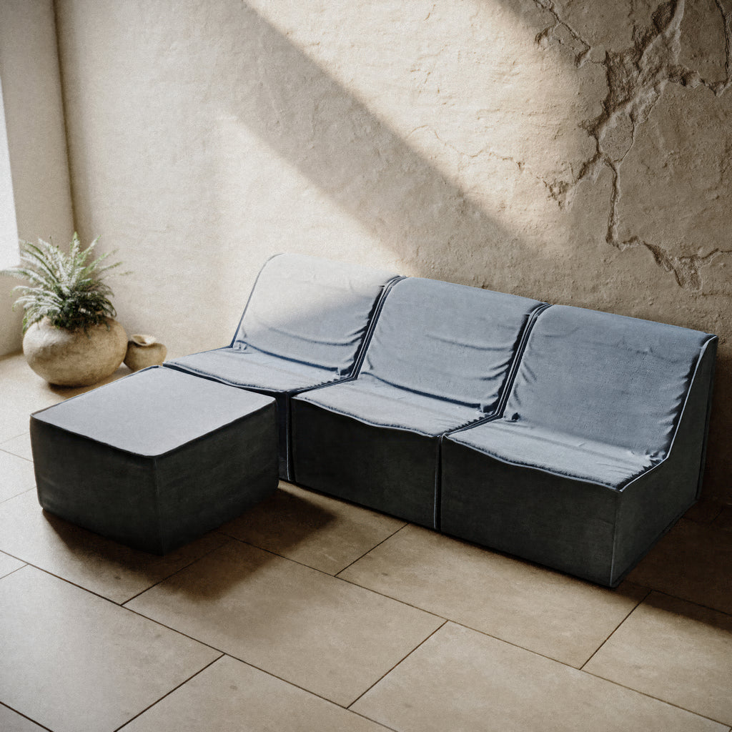 Sofa with a seat angle - blue