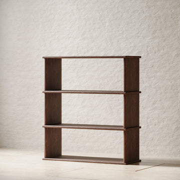 3 level bookshelf in walnut