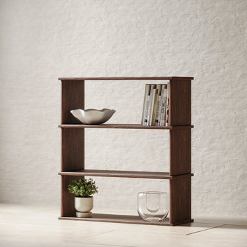 3 row bookshelf in walnut