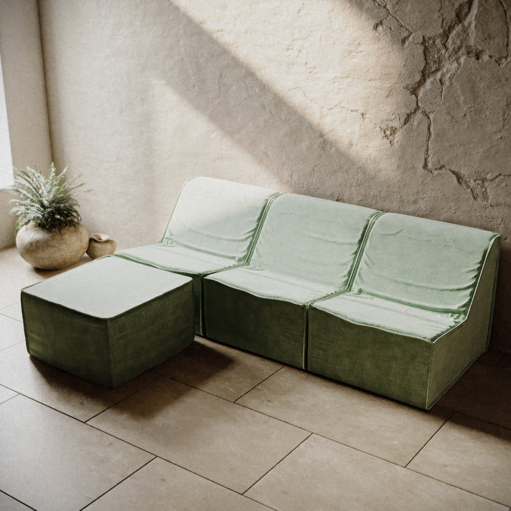 Latex foam sectional sofa - green