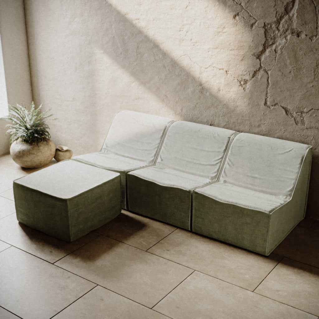 L shaped 3 seater - light green