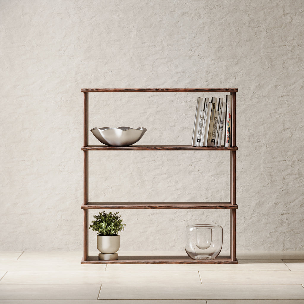 3 tier bookshelf in walnut