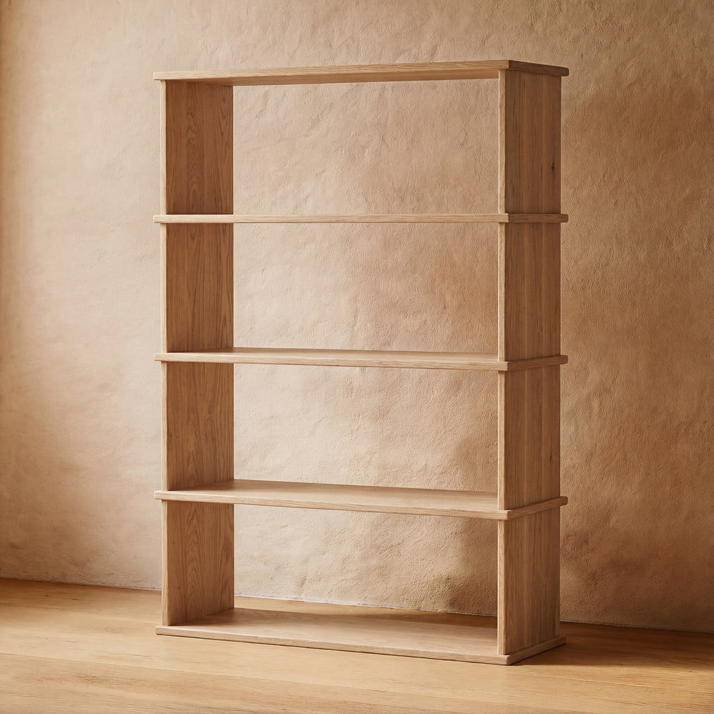 4 shelf white oak bookcase