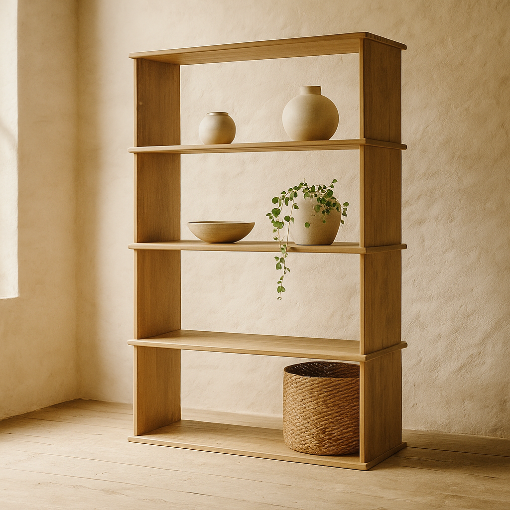 4 shelf white oak bookshelf