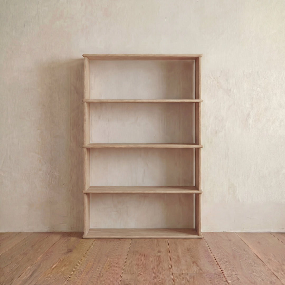 4 tier solid white oak bookcase