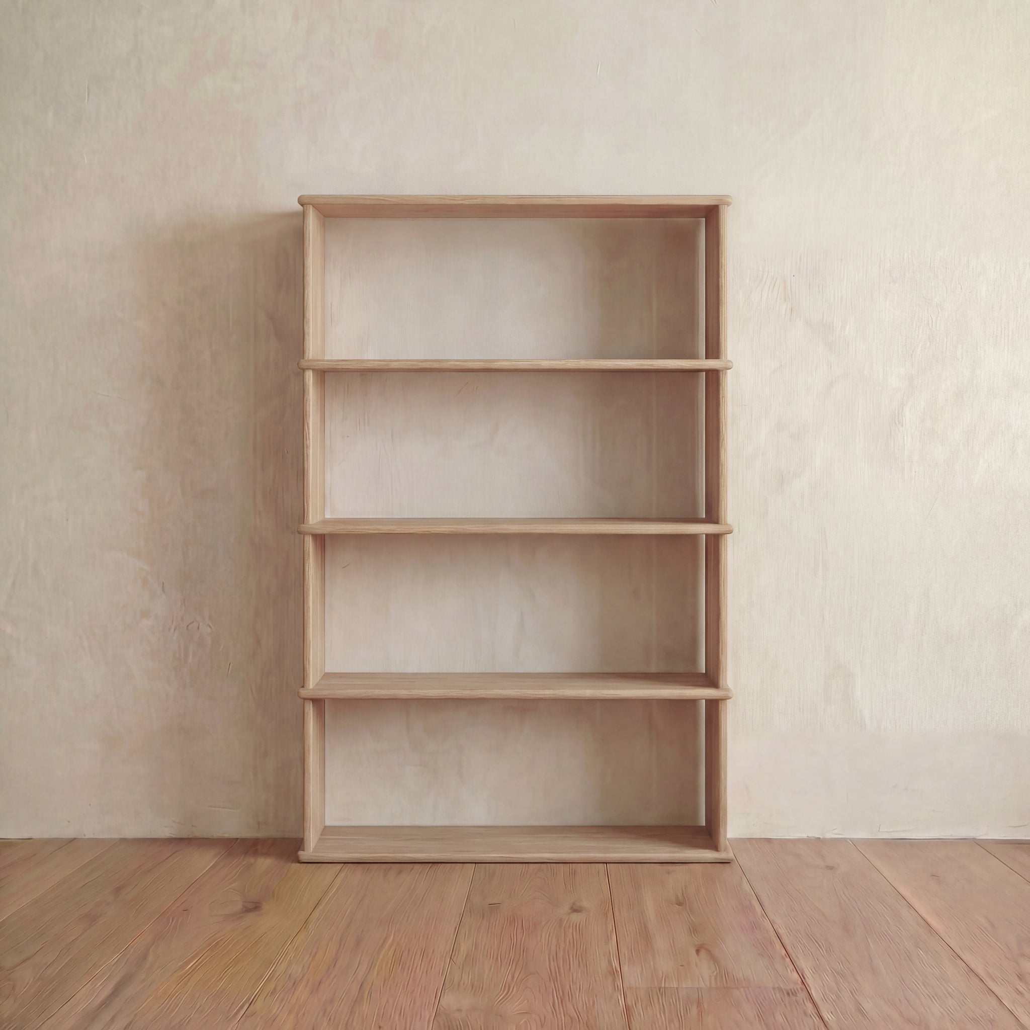 4 tier solid white oak bookcase