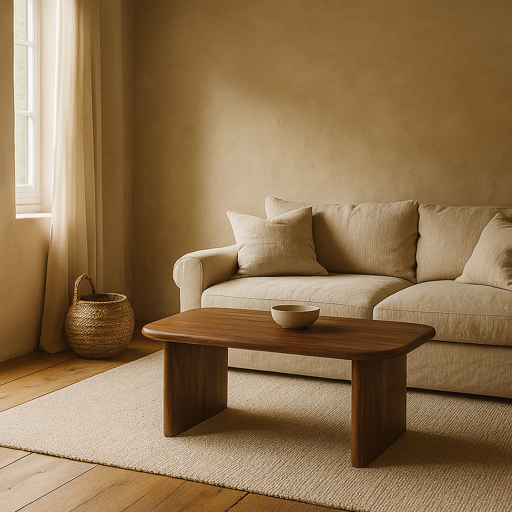 40 inch walnut coffee table in living room