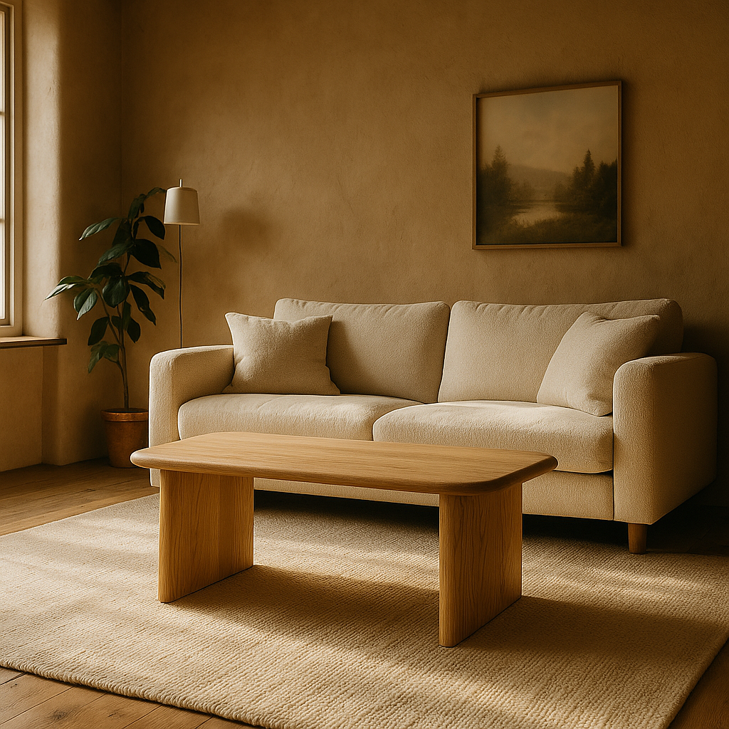 40 inch white oak coffee table in living room
