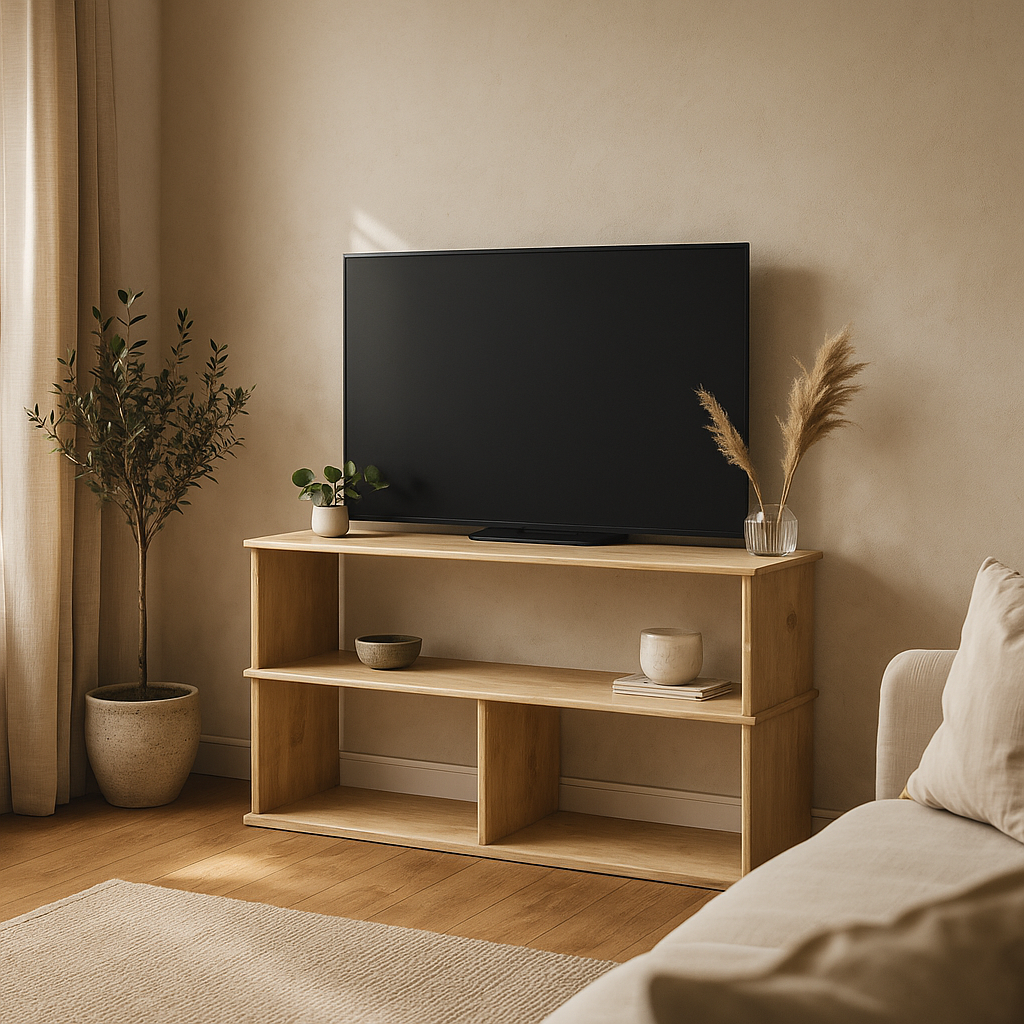 40 inch white oak tv stand profile view