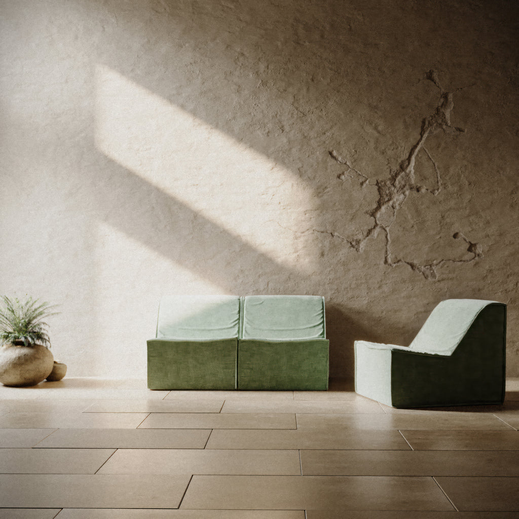 Memory and latex foam sofa - green