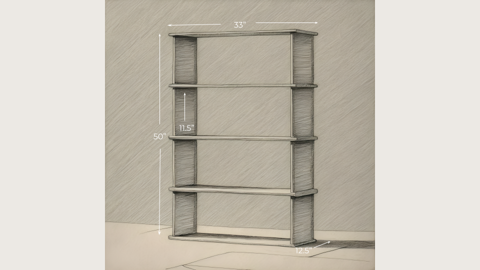 4 level bookshelf - sketch