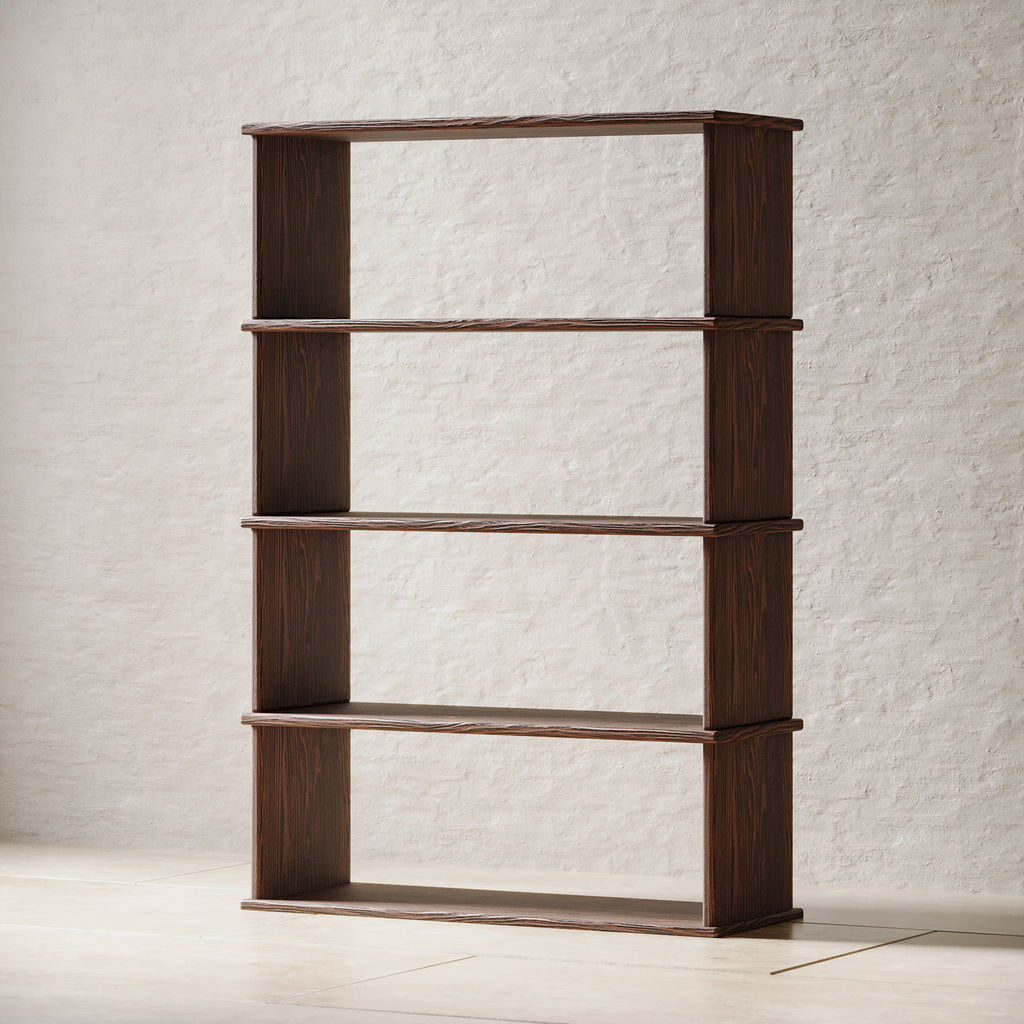 4 shelf walnut bookcase