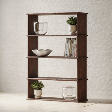 4 shelf walnut bookshelf