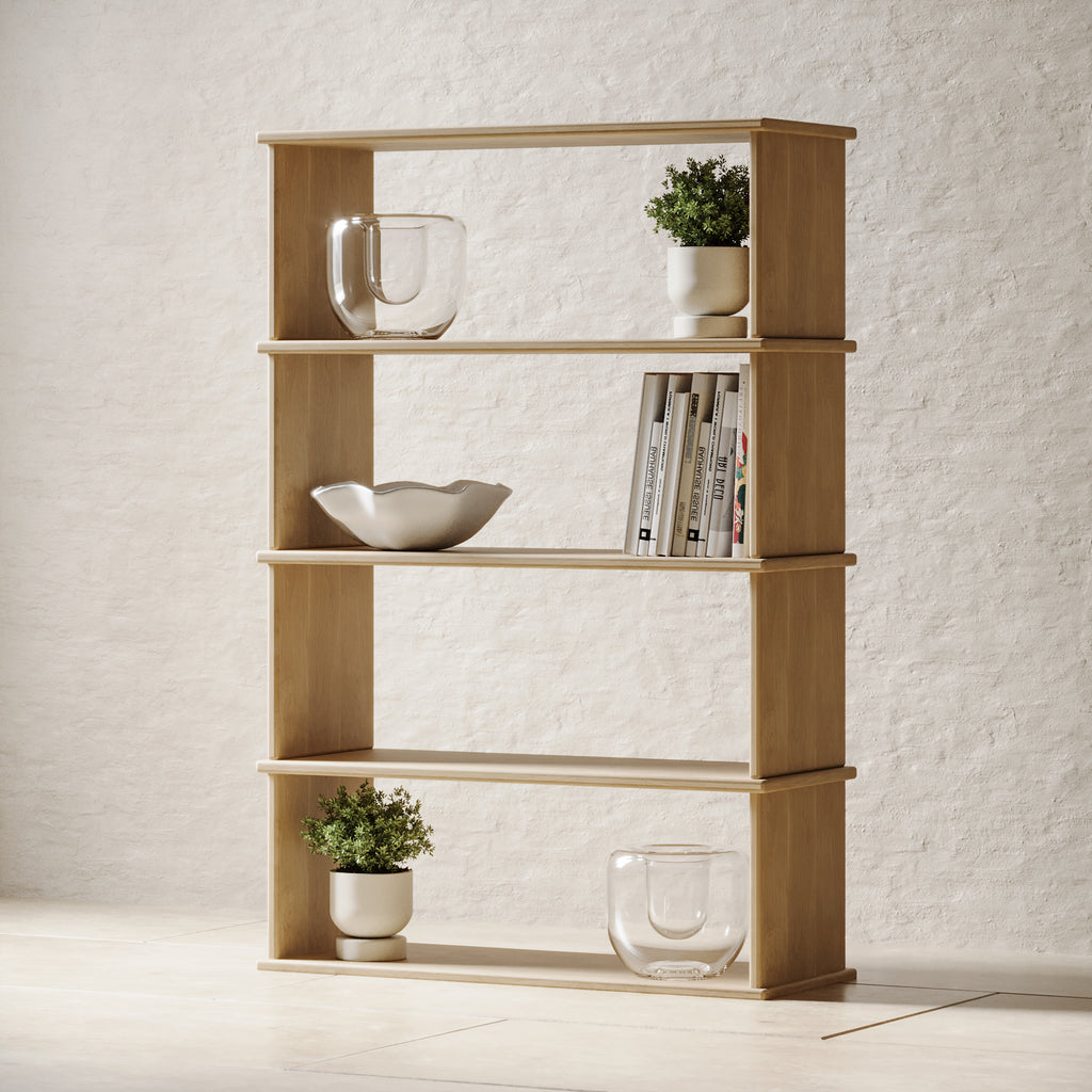 4 shelf white oak bookshelf