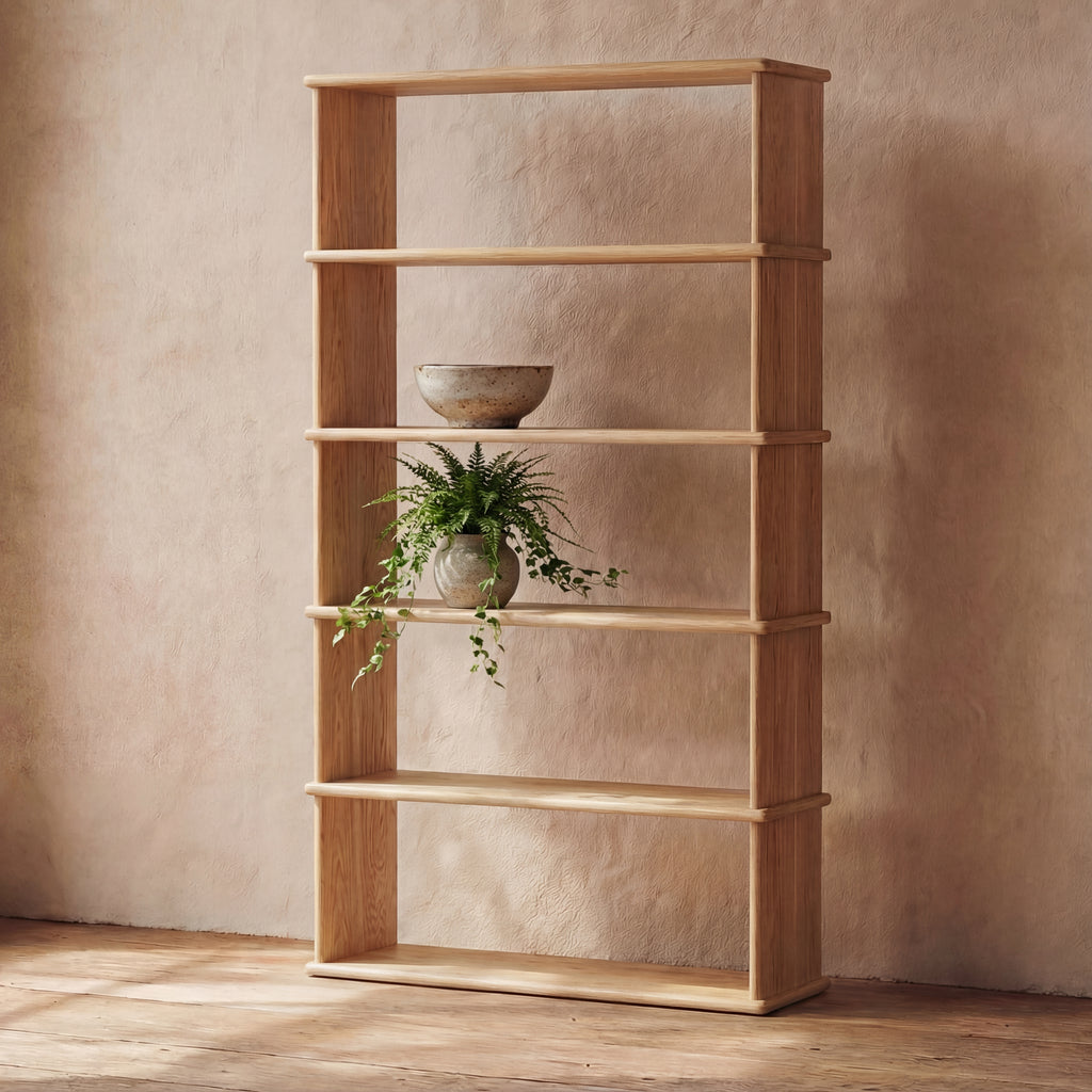 5 shelf bookcase in white oak