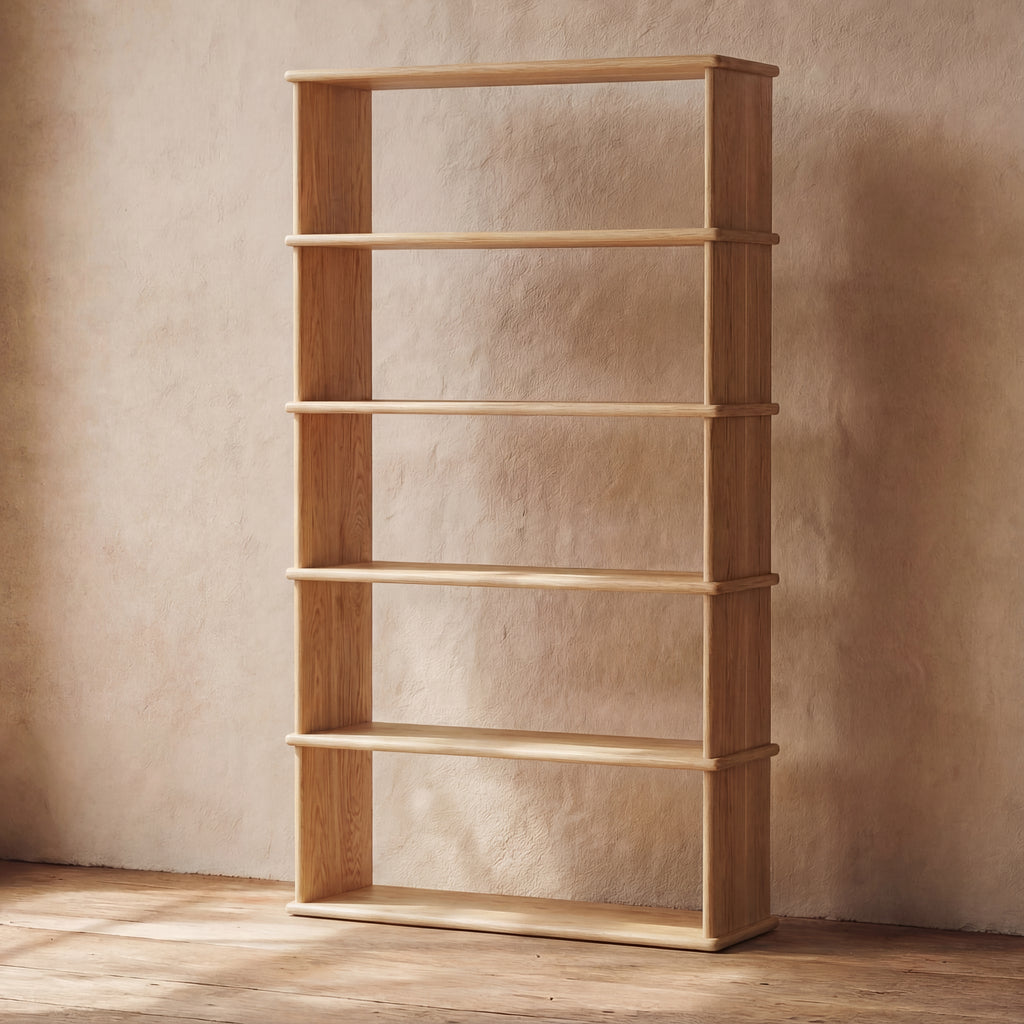 5 shelf bookcase in white oak