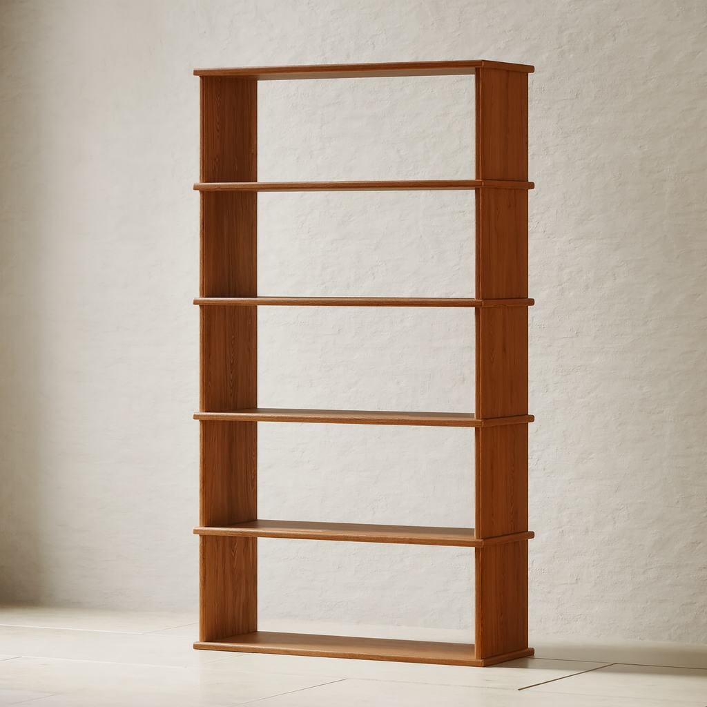 5 shelf bookcase in red oak