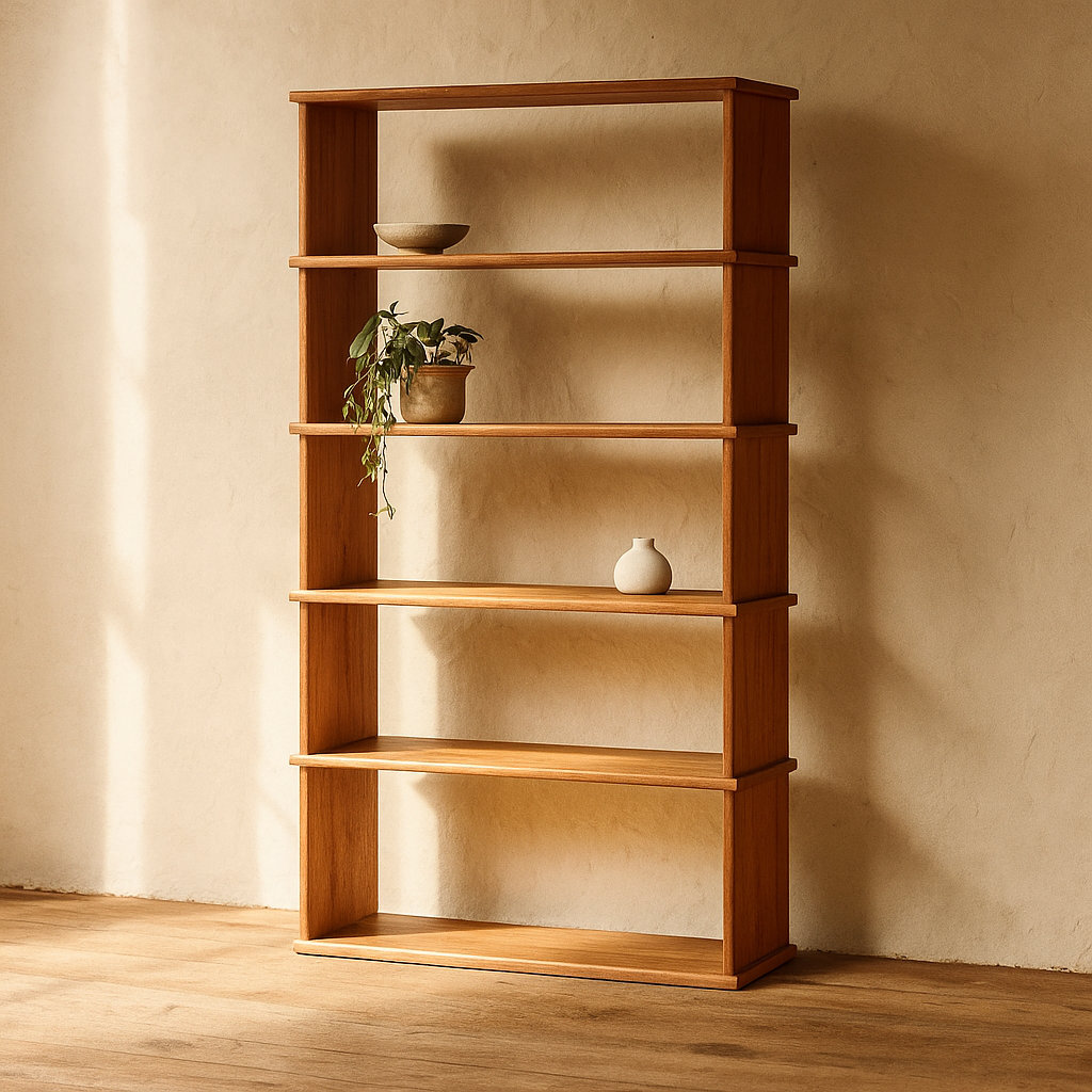 5 shelf wood bookcase