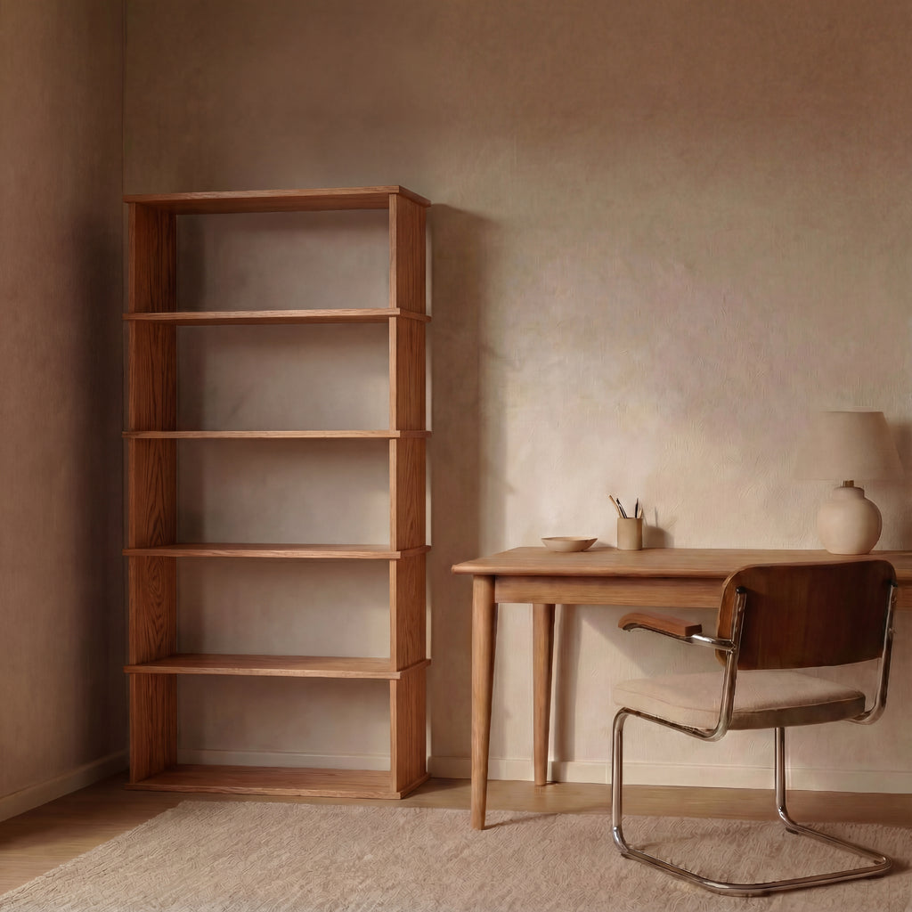 5 tier bookcase in solid wood in office