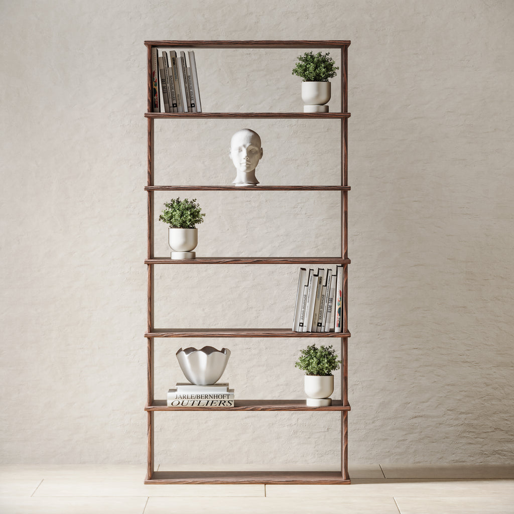 6 level bookshelf in solid walnut