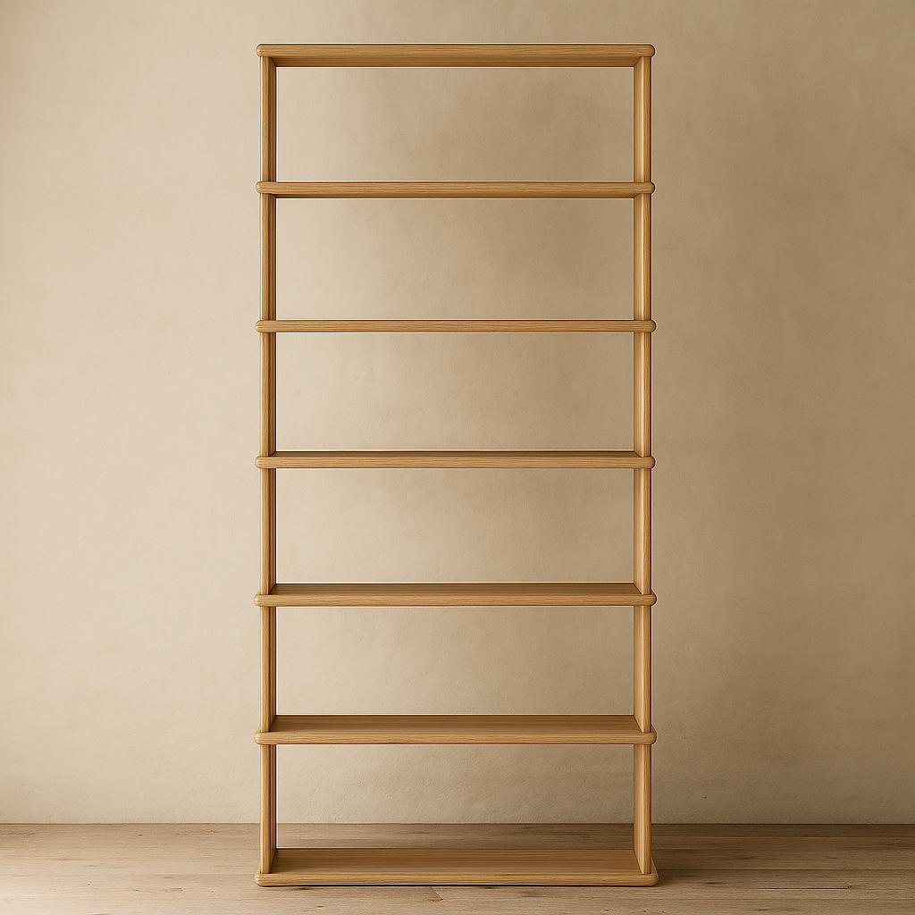6 level white oak bookcase