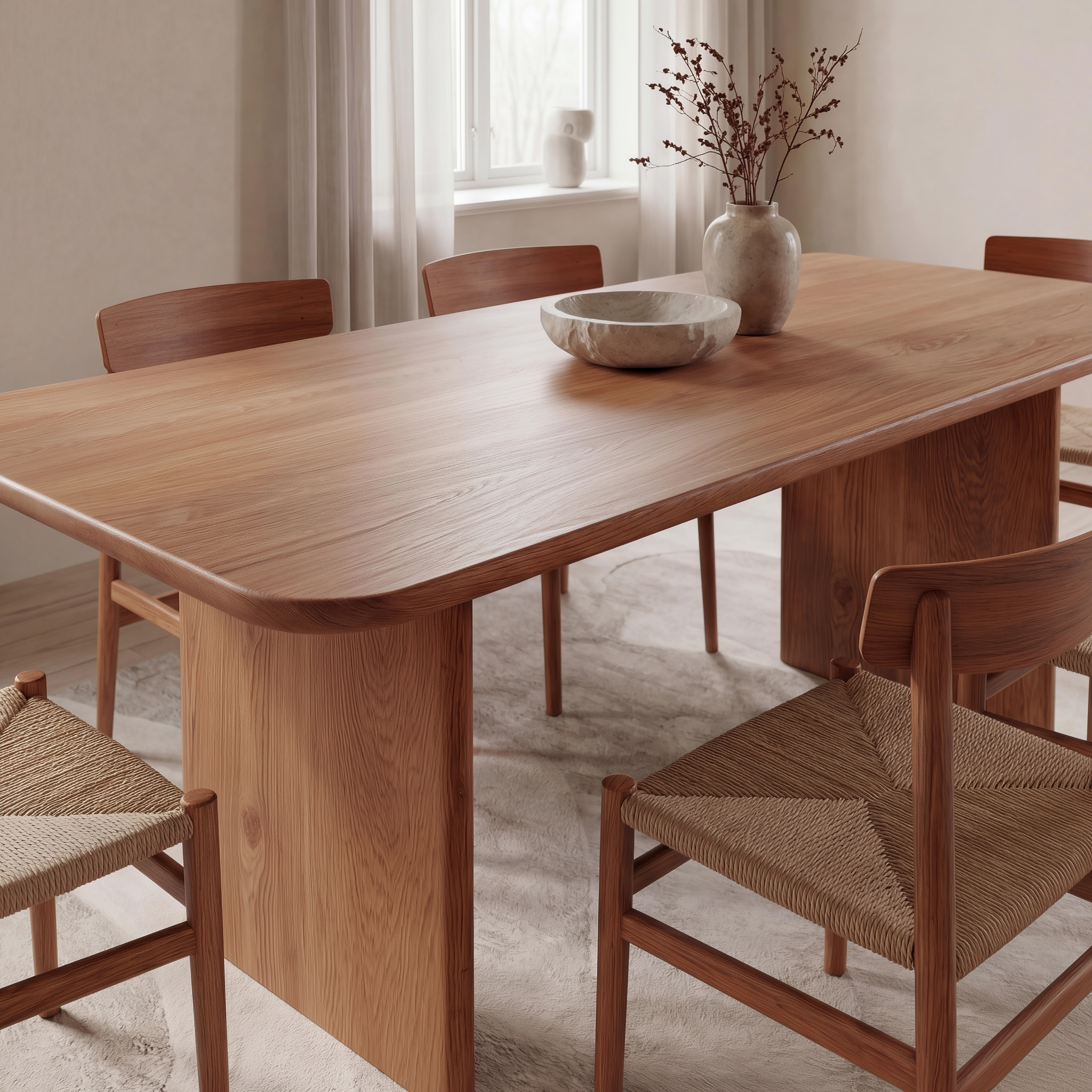 6 person dining table with slab legs