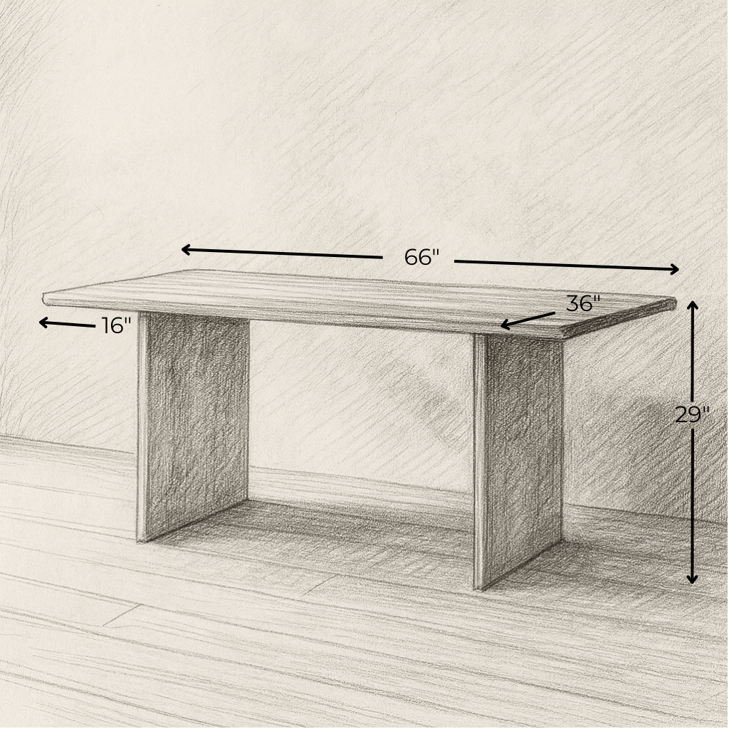 sketch of a 6 person solid wood dining table