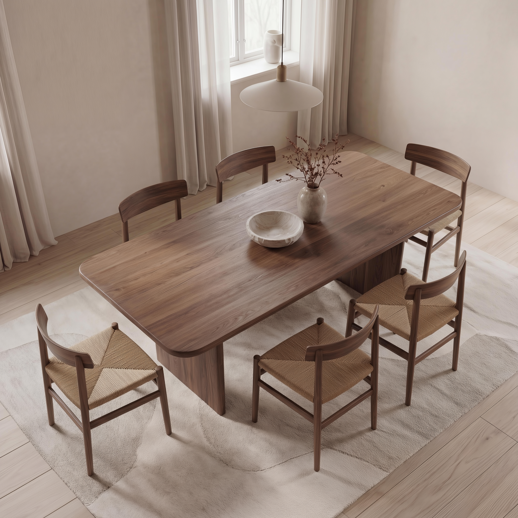 6 person walnut dining table