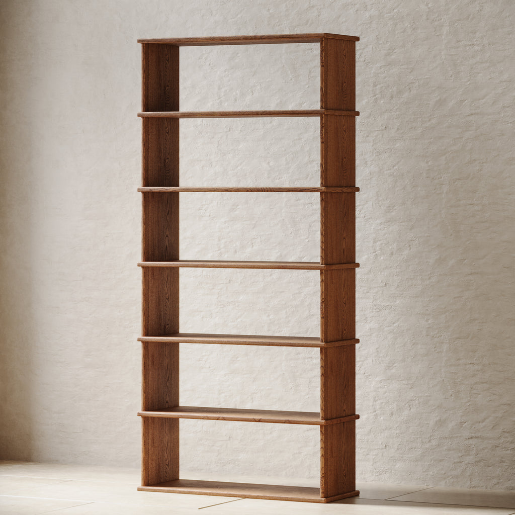 6 row bookcase in solid wood wood