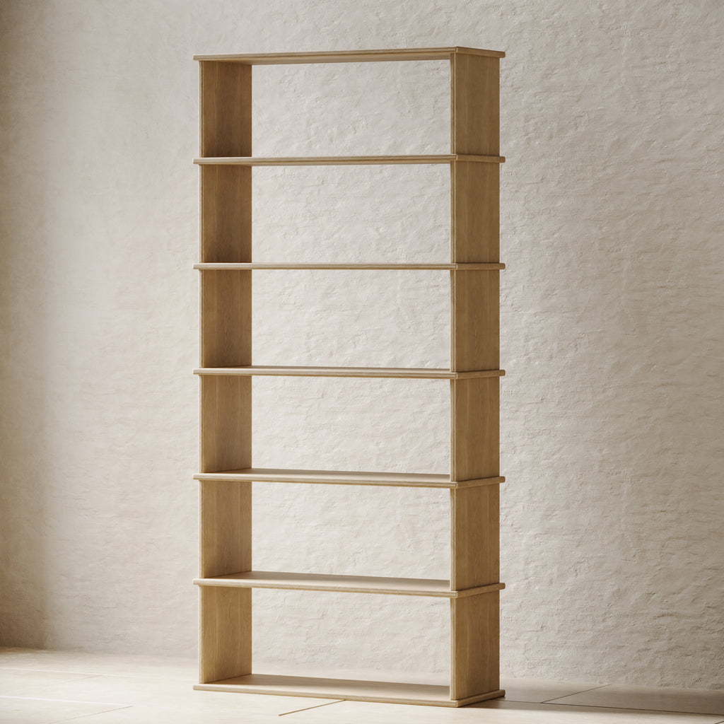 6 row bookcase in white oak