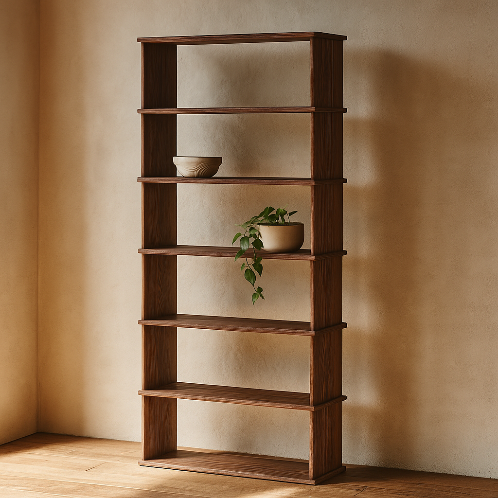 6 shelf solid wood bookshelf