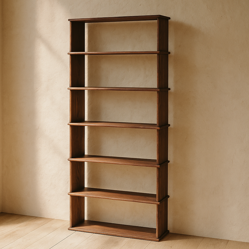 6 shelf walnut bookcase