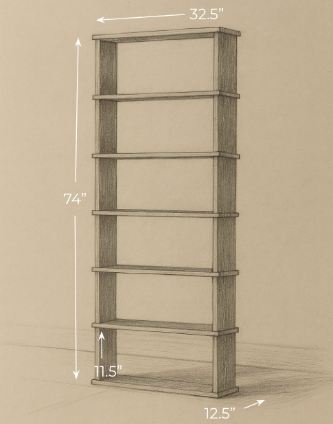 6 tier bookshelf diagram