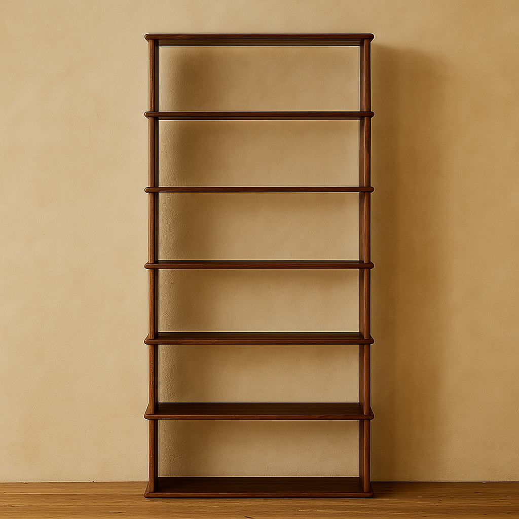 6 tier walnut bookcase