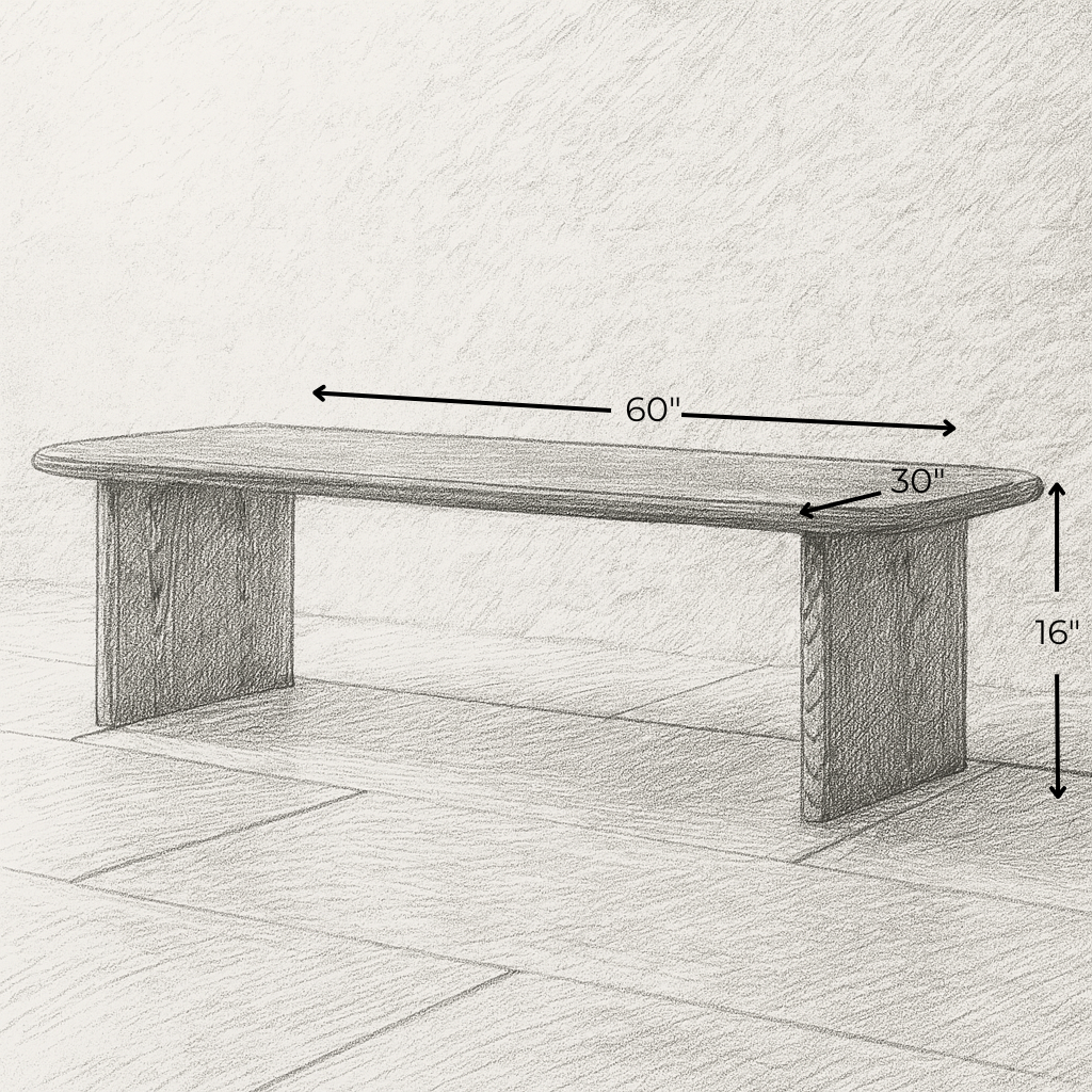 sketch of a 60 inch coffee table