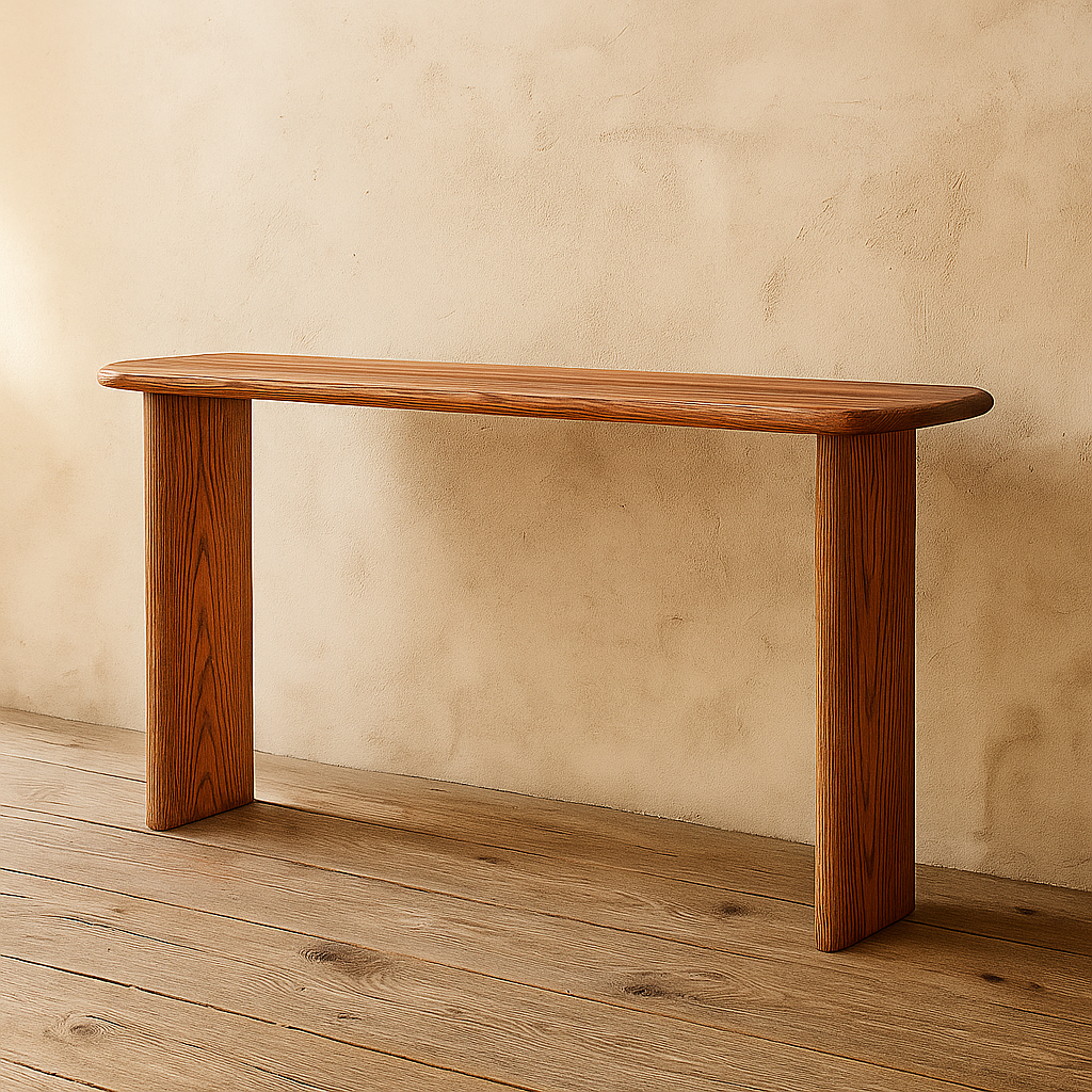 60 inch console table in red oak