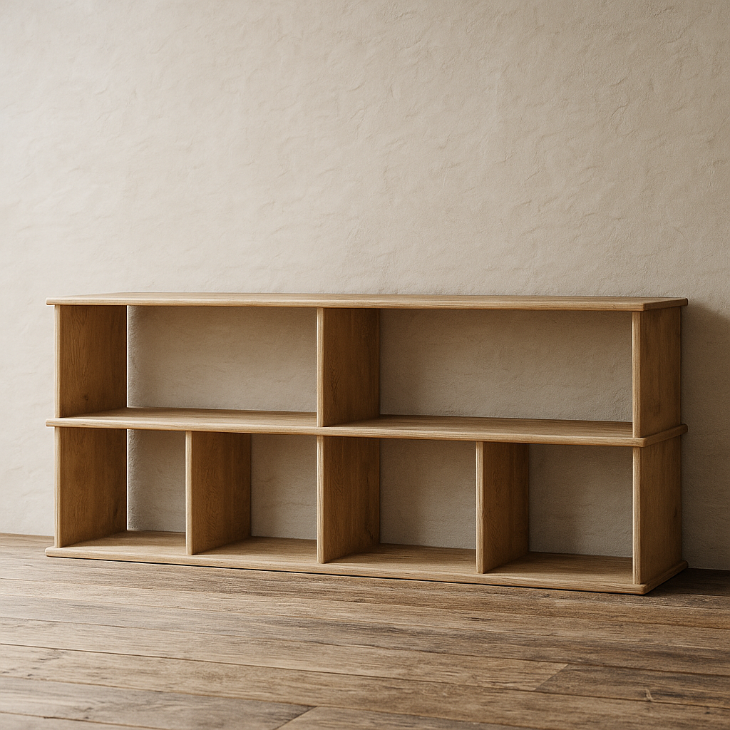 65 inch white oak tv stand empty