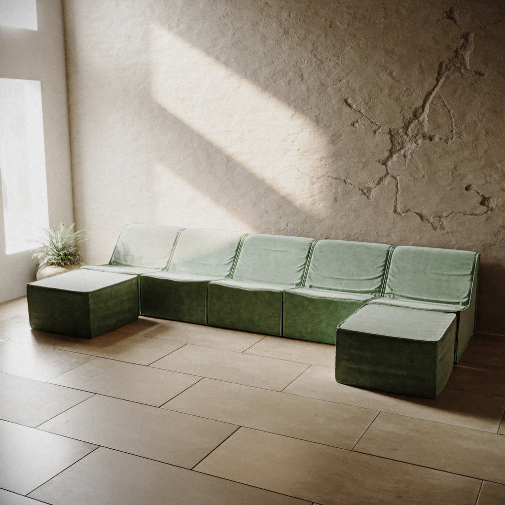 Large modular sectional sofa - green