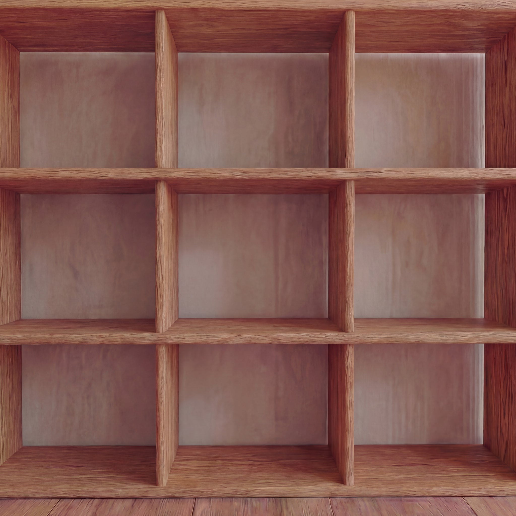 9 cube bookcase solid wood close up