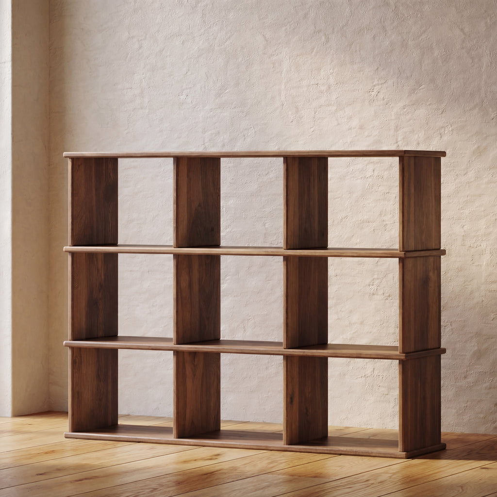 9 cube bookcase walnut
