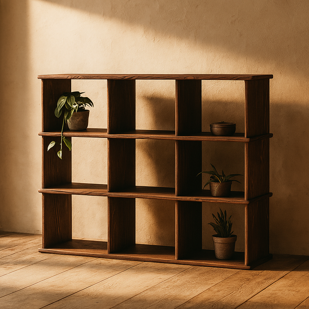 9 cube walnut bookcase