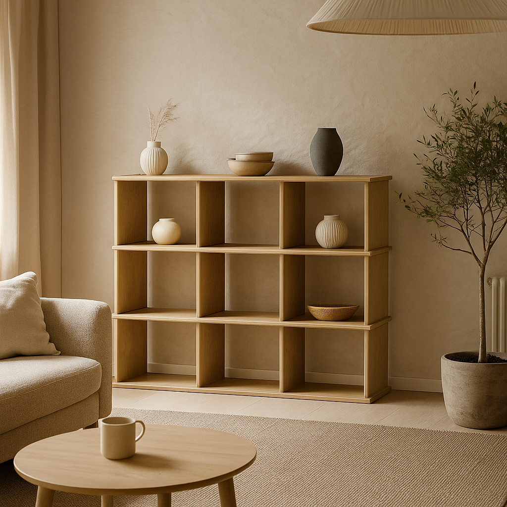 9 cube white oak bookcase