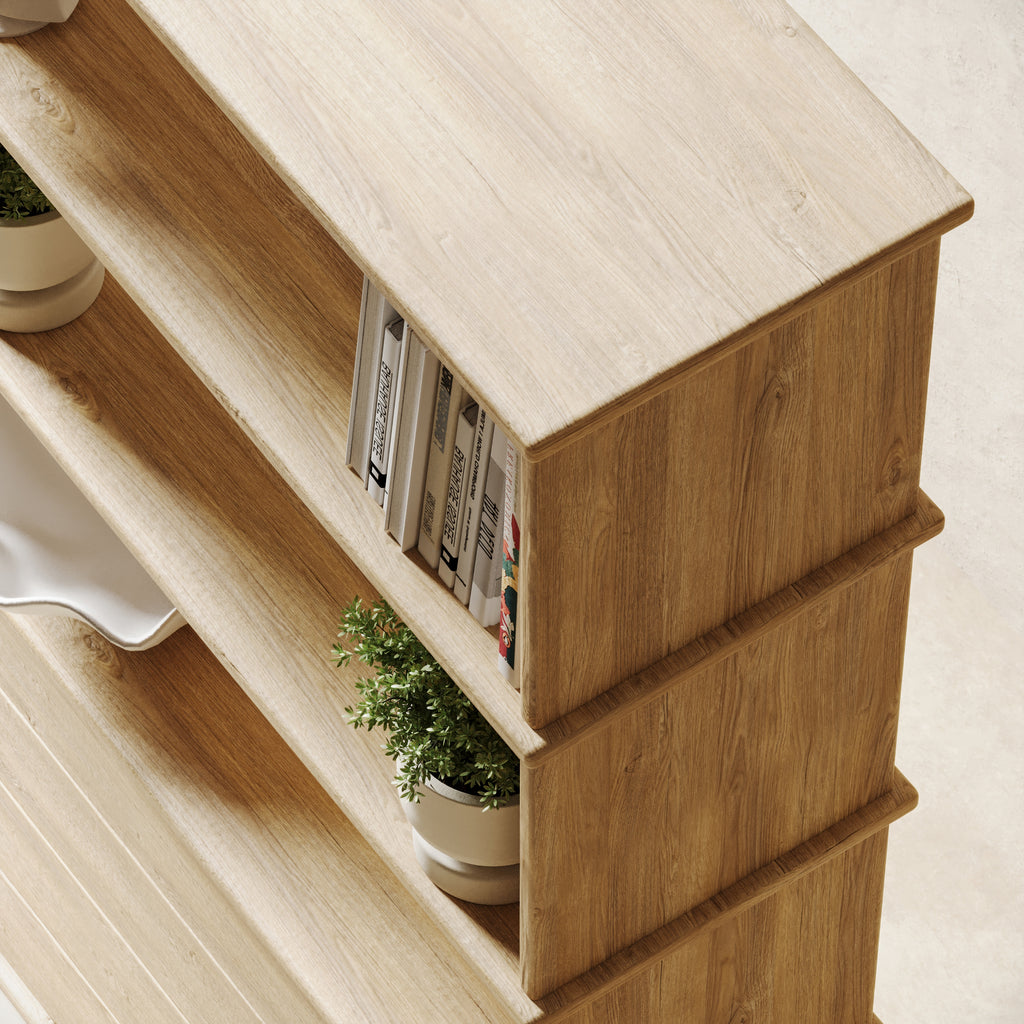 Bookcase with drawers top view