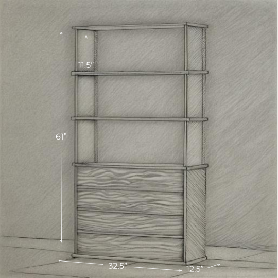 Bookshelf with drawers sketch