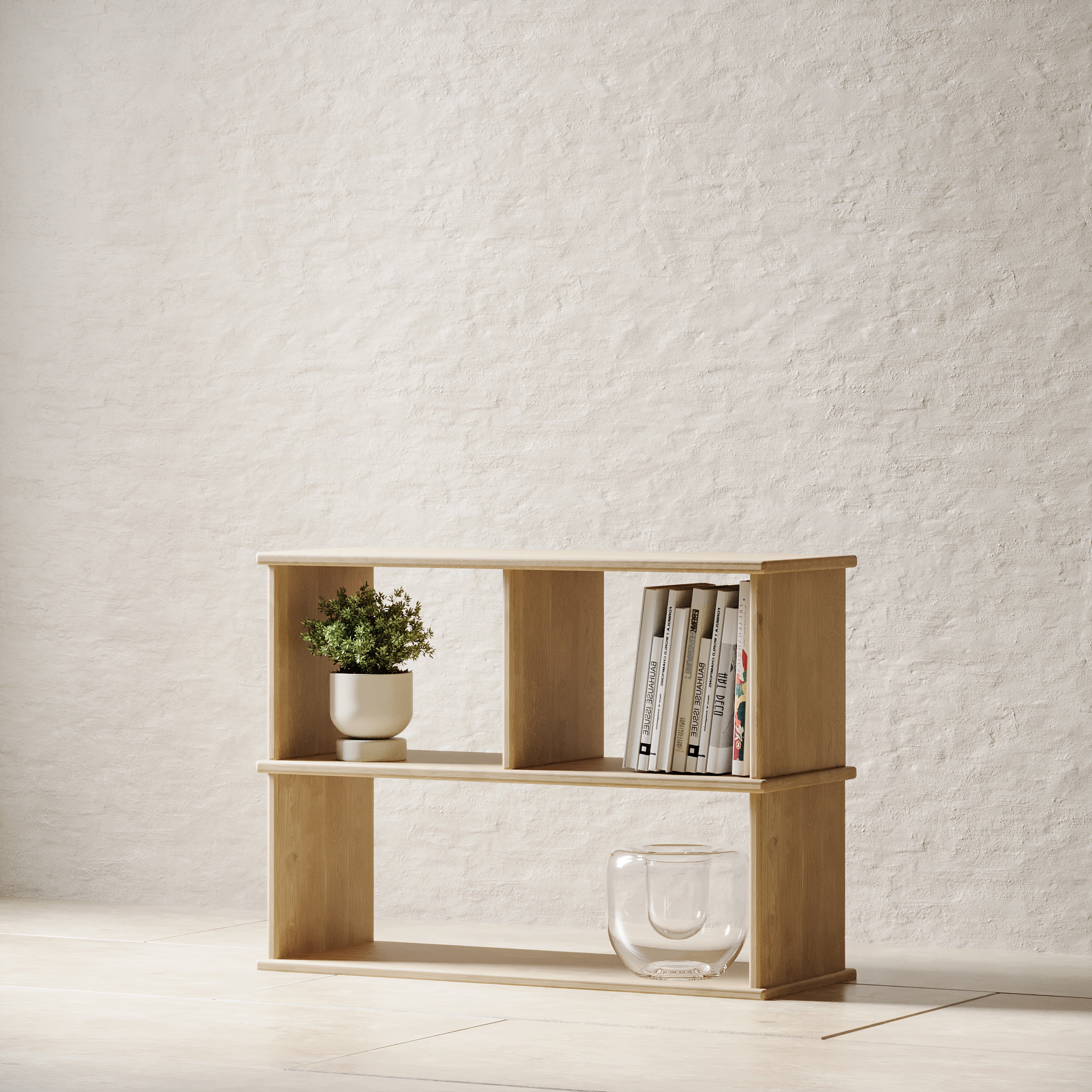 Small Bookcase Console Console Bookcase in White Oak | Solid Wood Furniture | Omba