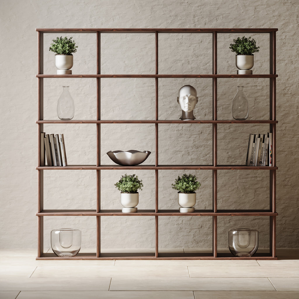 Large cube bookshelf in walnut